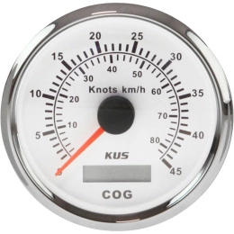 GPS-спидометр аналоговый 0-45 узлов, бел/нерж, выносная антенна, 85 мм KUS (KY08126)